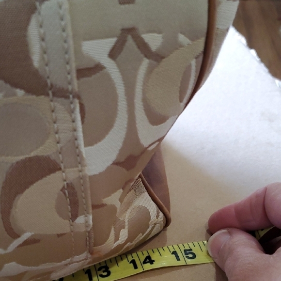 Coach Tan and Brown Diaper Bag 15 X 11.5  Signature Tote With Dust Bag - Picture 4 of 16